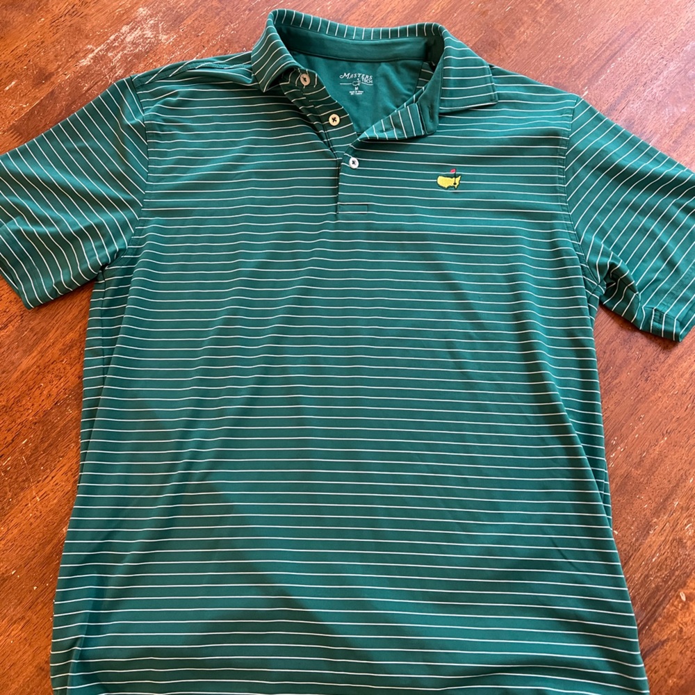 Masters Tech green stripe polo size medium.